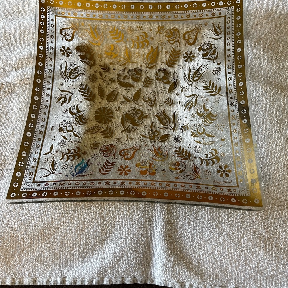 Vintage Georges Briard Glass Serving Tray Featuring the Persian Garden